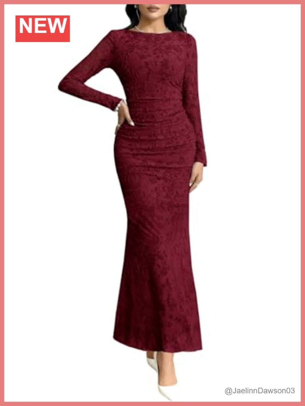 MITILLY Long Sleeve Bodycon Maxi Dress Formal Wedding Guest Evening Gown